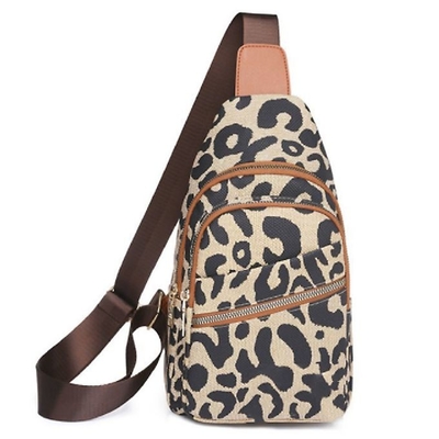 Saco Customizde Logo Outdoor Crossbody Bag da caixa da cópia do leopardo das mulheres
