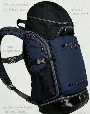 Saco desportivo de poliéster resistente à água com tiras refletoras e 5 compartimentos para viagens ao ginásio