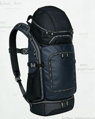 Saco desportivo de poliéster resistente à água com tiras refletoras e 5 compartimentos para viagens ao ginásio