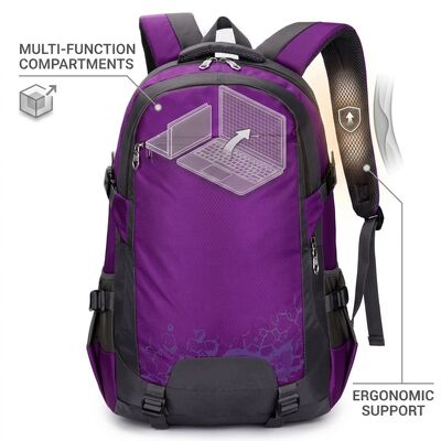 Estrutura interna Mochila de acampamento de 65L com mochila de dia desmontável com cobertura de chuva Ajustável comprimento do tronco Expedição