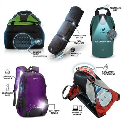 Mochila de caminhada 40L à prova d'água com estaca de caminhada Sistema de suspensão ergonômica Mochila de caminhada ao ar livre